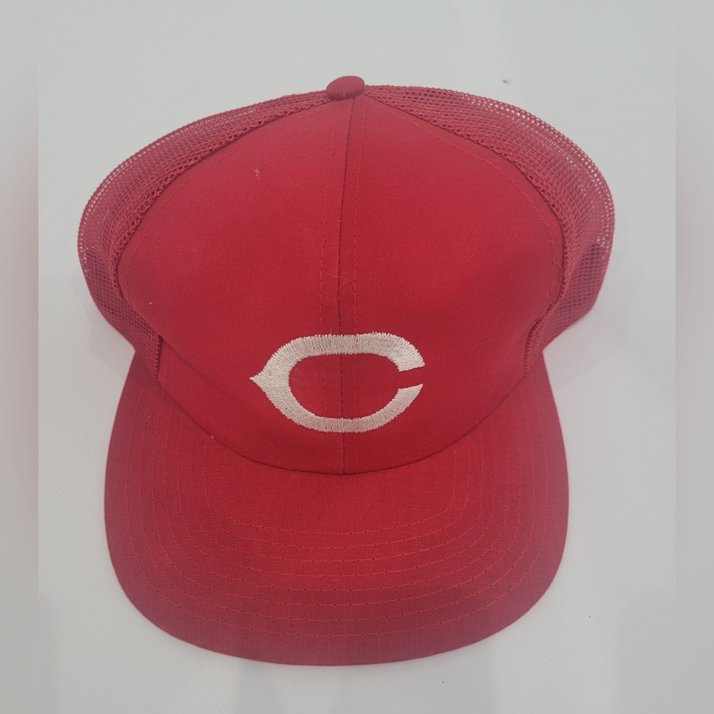 Vintage 80s Cincinnati Reds Snap Back Hat MLB Mesh